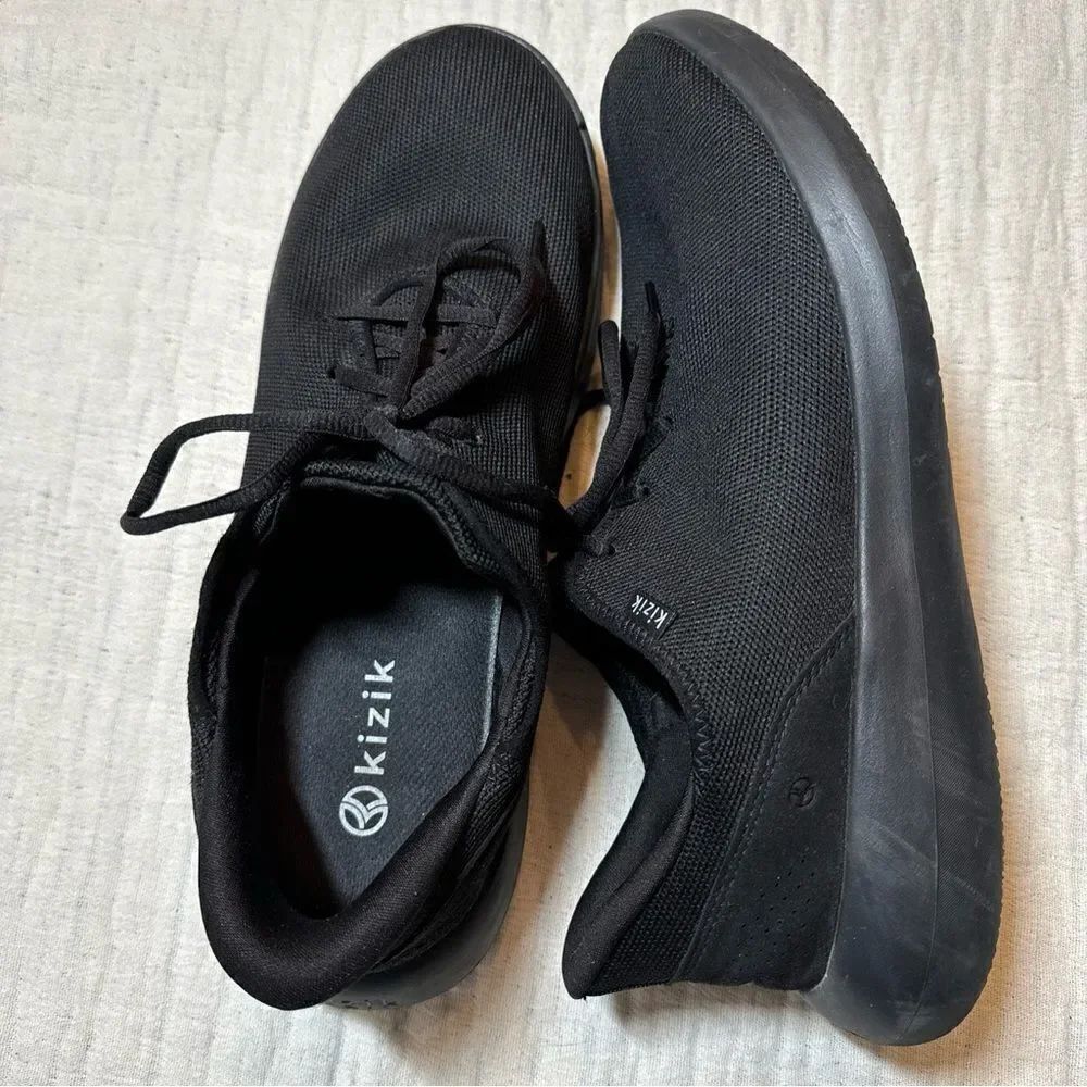 Kizik Madrid Eco Knit Shoes Mens Size 13 Wide Black Slip On Lace Up Hands Free